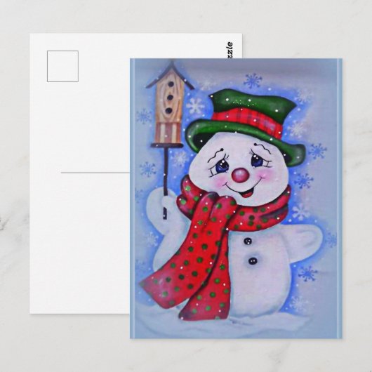 Vintage Snowman Briefkaart (Voorkant / Achterkant)