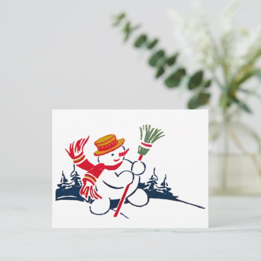 Vintage Snowman Briefkaart (Staand voorkant)