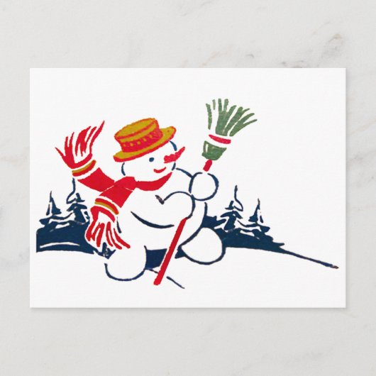 Vintage Snowman Briefkaart (Voorkant)