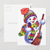 Vintage Snowman Briefkaart (Voorkant / Achterkant)