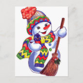 Vintage Snowman Briefkaart (Voorkant)
