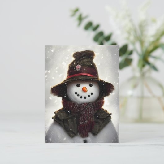 Vintage Snowman Briefkaart (Staand voorkant)