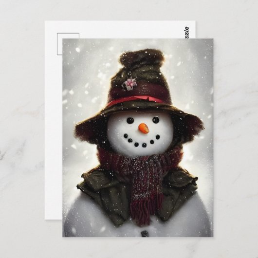 Vintage Snowman Briefkaart (Voorkant / Achterkant)