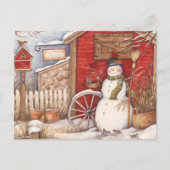 Vintage Snowman Briefkaart (Voorkant)