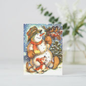 Vintage Snowman Briefkaart (Staand voorkant)
