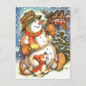 Vintage Snowman Briefkaart (Voorkant)