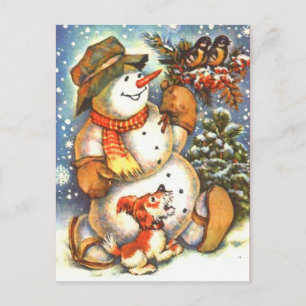 Vintage Snowman Briefkaart