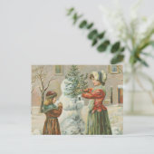 Vintage Snowman Briefkaart (Staand voorkant)