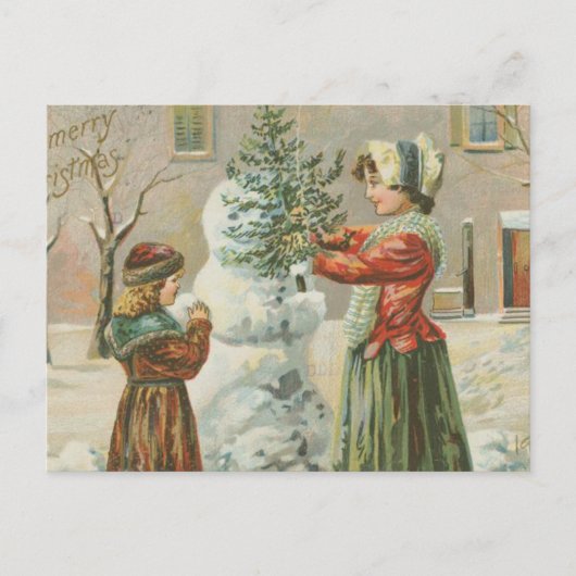 Vintage Snowman Briefkaart (Voorkant)