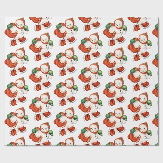 Vintage Snowman Cadeaupapier (Vlak)