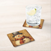 Vintage Snowman Christmas Coaster Kartonnen Onderzetters (Insitu)