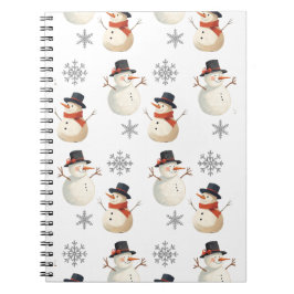 Vintage Snowman Christmas Snowflakes Notitieboek