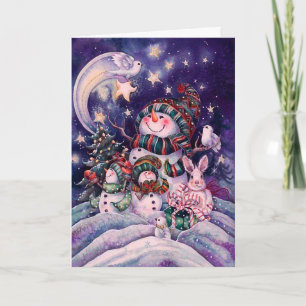 Vintage Snowman Feestdagen Kaart