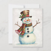 Vintage Snowman Feestdagenkaart (Voorkant)