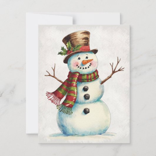 Vintage Snowman Feestdagenkaart (Voorkant)