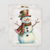 Vintage Snowman Feestdagenkaart (Voorkant / Achterkant)