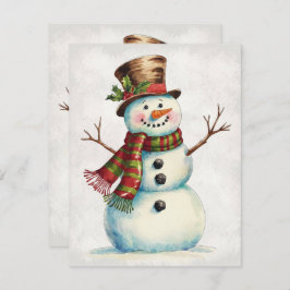 Vintage Snowman Feestdagenkaart