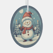 Vintage Snowman Glas Ornament (Voorkant Rechts)