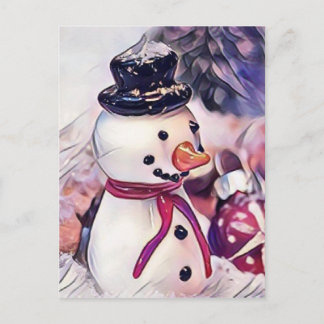 Vintage Snowman in the Snow Drawing Feestdagenkaart