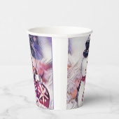 Vintage Snowman in the Snow Drawing Papieren Bekers (Rechts)