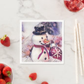 Vintage Snowman in the Snow Drawing Servet (Insitu)