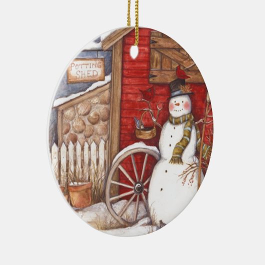 Vintage Snowman Keramisch Ornament (Rechts)