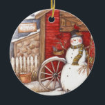 Vintage Snowman Keramisch Ornament<br><div class="desc">Vintage Snowman</div>