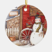 Vintage Snowman Keramisch Ornament (Voorkant)