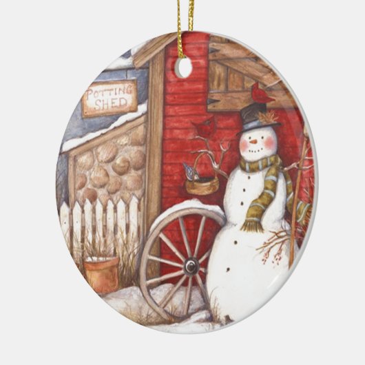 Vintage Snowman Keramisch Ornament (Links)