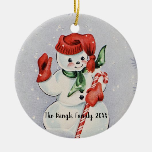 Vintage Snowman Keramisch Ornament (Voorkant)