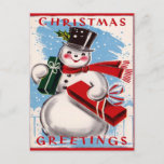 Vintage Snowman-kerstgroet Briefkaart<br><div class="desc">Vintage Snowman-kerstgroet Briefkaart</div>