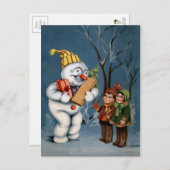 Vintage Snowman met Cadeaus Briefkaart (Voorkant / Achterkant)