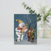 Vintage Snowman met Cadeaus Briefkaart (Staand voorkant)