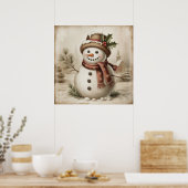 Vintage Snowman Poster (Keuken)