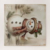 Vintage Snowman Puzzle Legpuzzel (Horizontaal)