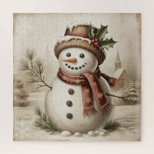 Vintage Snowman Puzzle Legpuzzel (Verticaal)
