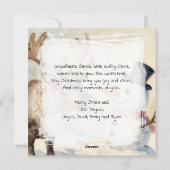 Vintage Snowman & Reindeer Personalized Christmas Feestdagenkaart (Achterkant)