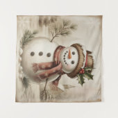Vintage Snowman Tapestry Wandkleed (Voorkant (horizontaal))
