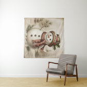 Vintage Snowman Tapestry Wandkleed (In Situ (horizontaal))