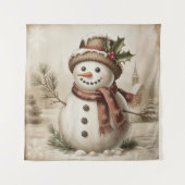Vintage Snowman Tapestry Wandkleed (Voorkant)