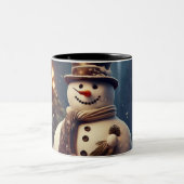 Vintage Snowman Tweekleurige Koffiemok (Center)