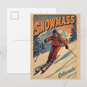 vintage SNOWMASS espardennen Colorado skigiften Feestdagenkaart