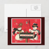 Vintage Snowmen Briefkaart (Voorkant / Achterkant)