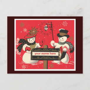 Vintage Snowmen Briefkaart