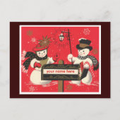 Vintage Snowmen Briefkaart (Voorkant)