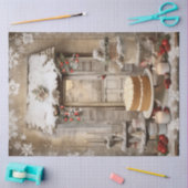 Vintage Snowy Christmas Cake Holiday Decoupage Tissuepapier (Craft)