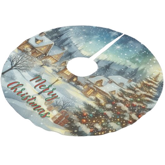 Vintage Snowy Christmas Village  Kerstboom Rok (Gekanteld)