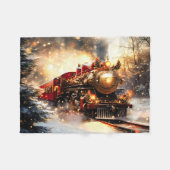 Vintage Snowy Night Christmas Train Express Fleece Deken (Voorkant (Horizontaal))