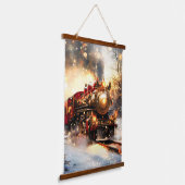 Vintage Snowy Night Christmas Train Express Hangend Wandkleed (Gebogen)