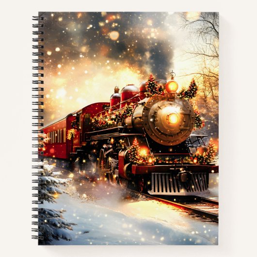 Vintage Snowy Night Christmas Train Express Notitieboek (Voorkant)